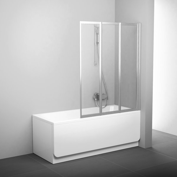 vannas siena VS3, 1300 mm, h=1400, satīns/caurspīdīgs stikls